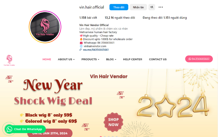 Vin Hair Vendor's website and Instagram